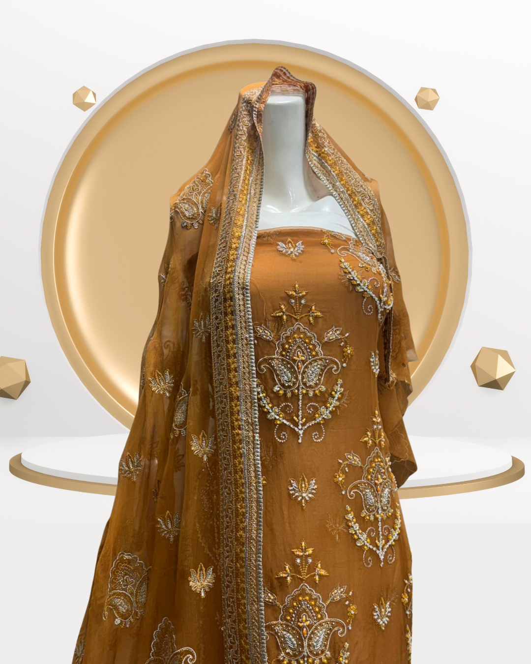 Embroidered Chiffon 3-Piece Suit